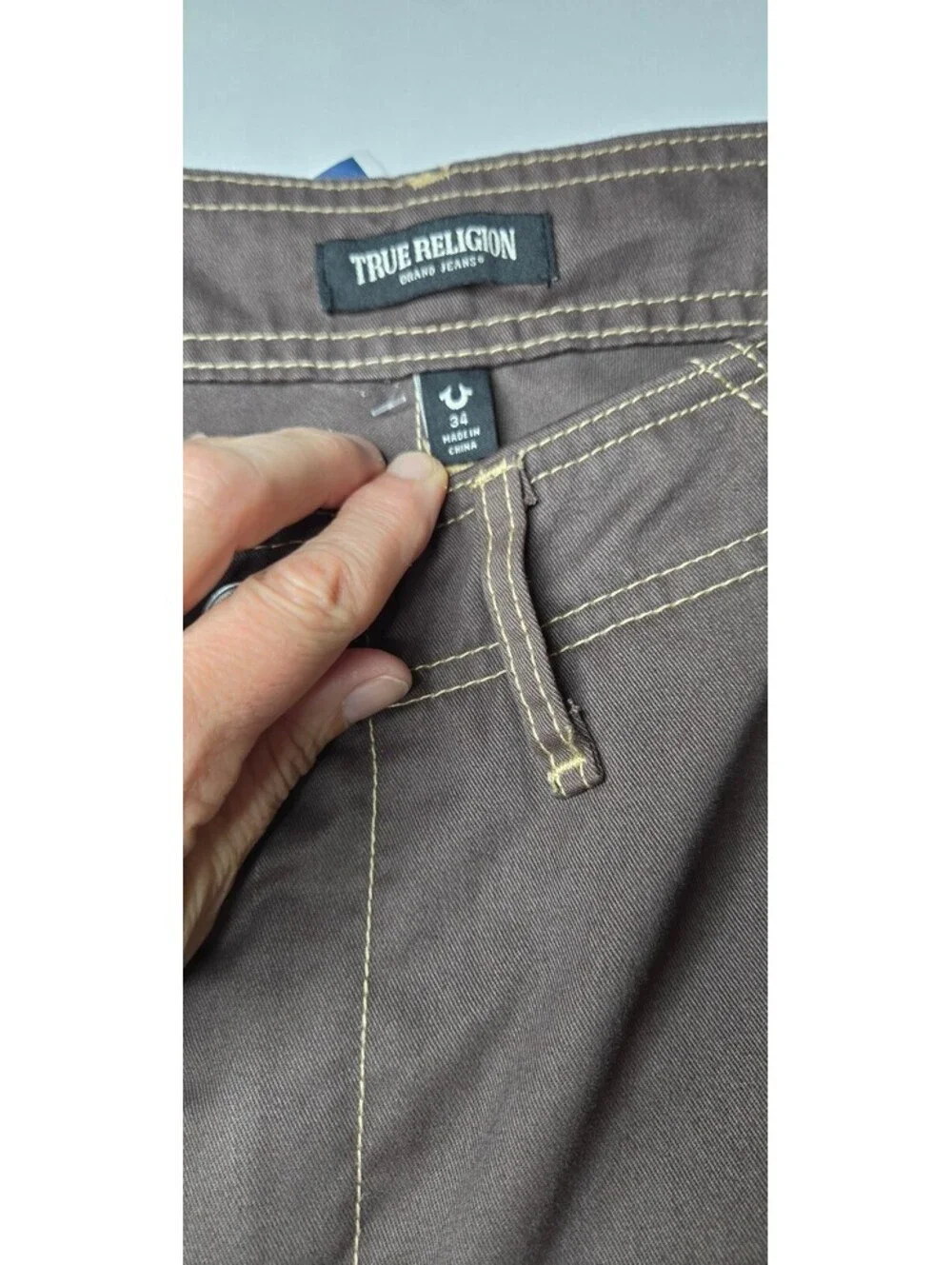 NWT True Religion Men's Warped Horseshoe Baggy Cargo Pants Bracken Brown 34x32